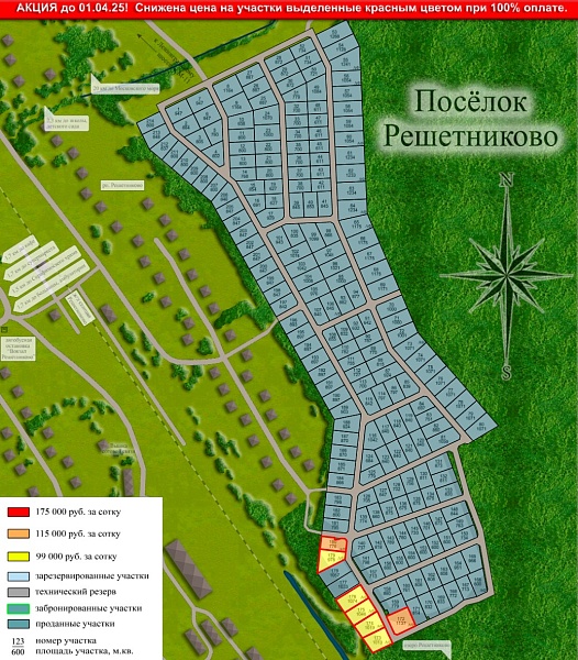 План и цены КП Решетниково